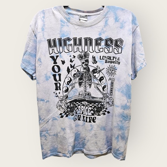 Your Highness Tops - Your Highness Graphic T Shirt Tie Dye Skeleton Skull Crown Med